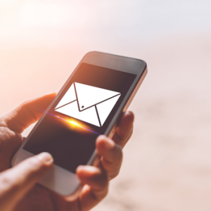 February newsletter image of a phone with an email notification 